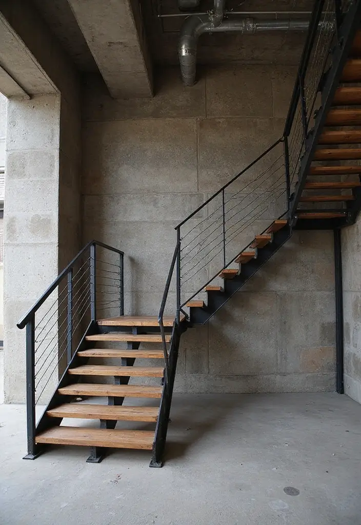 20 Luxurious Staircase Concepts That'll Make You Feel Like Royalty in Your Own Home! - 8. Industrial Chic