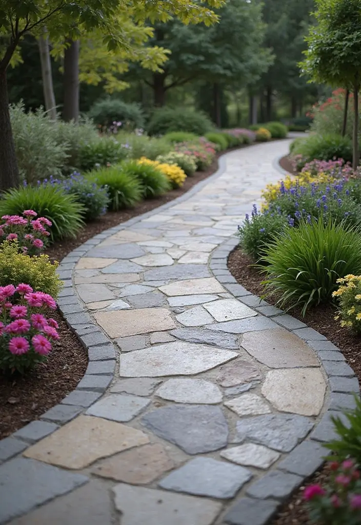 20 Luxury Driveway Designs That Will Make You Feel Like Royalty Every Time You Arrive Home! - 11. Artistic Stone Driveway with Curved Edges