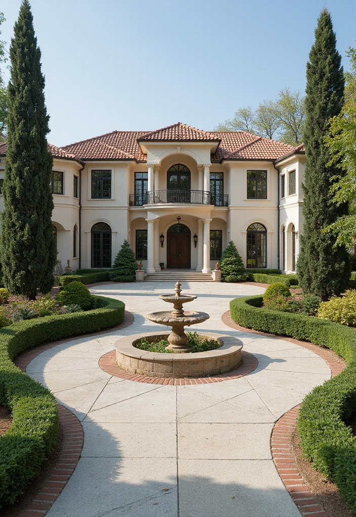20 Luxury Driveway Designs That Will Make You Feel Like Royalty Every Time You Arrive Home! - 12. Grand Circular Driveway