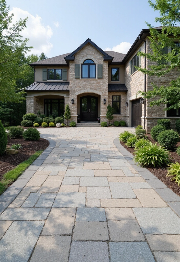 20 Luxury Driveway Designs That Will Make You Feel Like Royalty Every Time You Arrive Home! - 15. Contemporary Stone and Concrete Blend