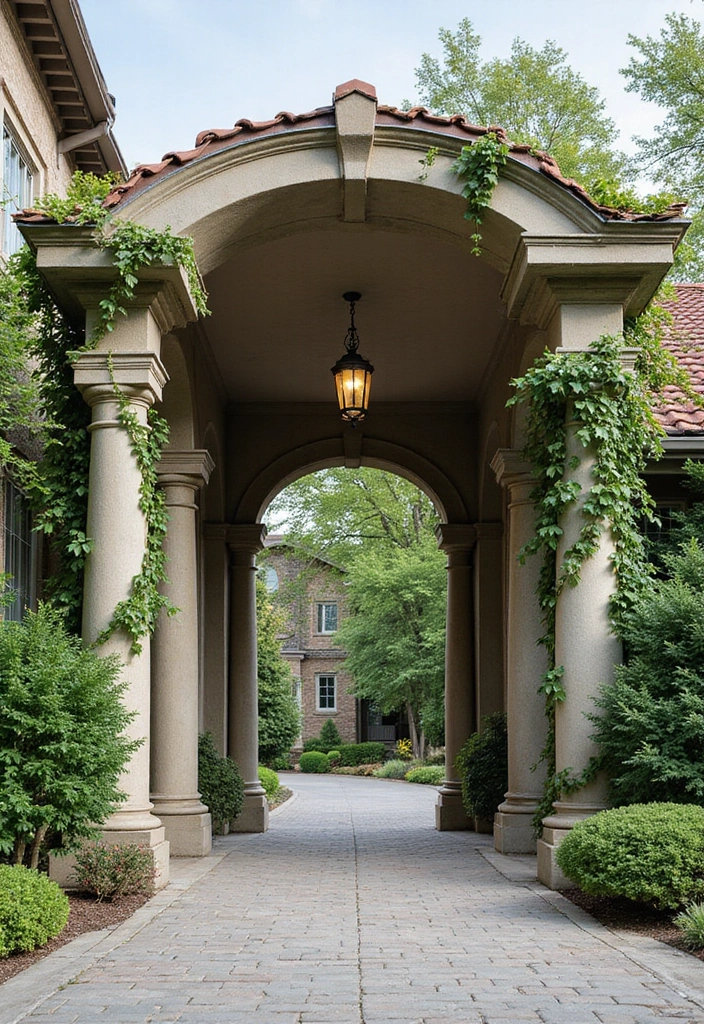 20 Luxury Driveway Designs That Will Make You Feel Like Royalty Every Time You Arrive Home! - 18. Charming Arched Driveway Entries