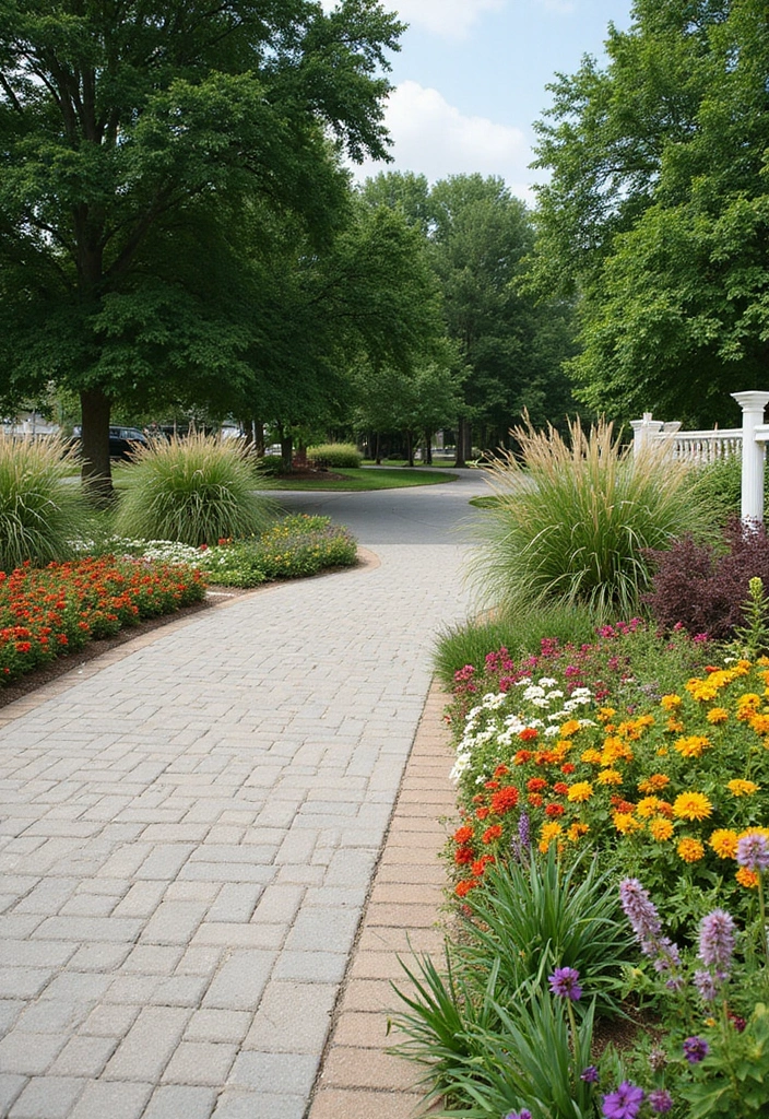 20 Luxury Driveway Designs That Will Make You Feel Like Royalty Every Time You Arrive Home! - 19. Vibrant Seasonal Plantings