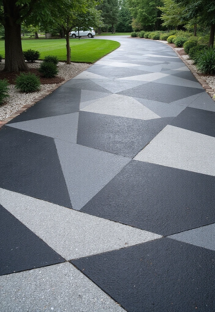 20 Luxury Driveway Designs That Will Make You Feel Like Royalty Every Time You Arrive Home! - 2. Modern Asphalt with Geometric Patterns