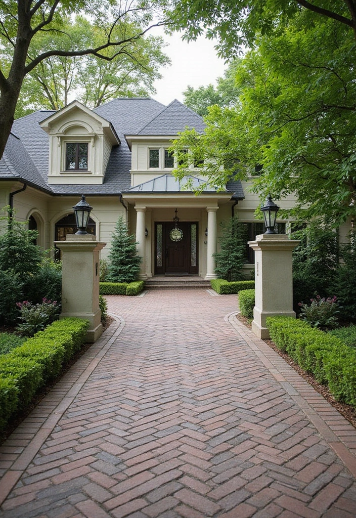 20 Luxury Driveway Designs That Will Make You Feel Like Royalty Every Time You Arrive Home! - 3. Opulent Brick Pavers