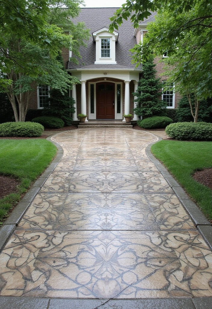 20 Luxury Driveway Designs That Will Make You Feel Like Royalty Every Time You Arrive Home! - 5. Elegant Stamped Concrete
