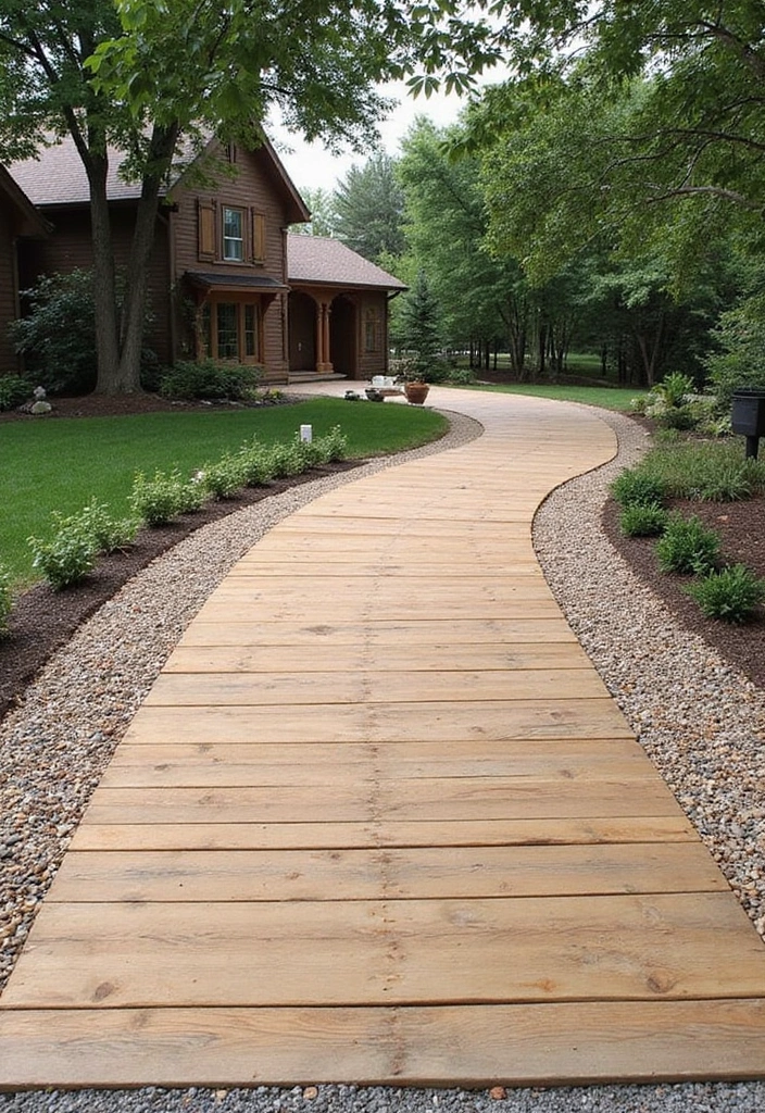 20 Luxury Driveway Designs That Will Make You Feel Like Royalty Every Time You Arrive Home! - 7. Rustic Wood Plank Driveway