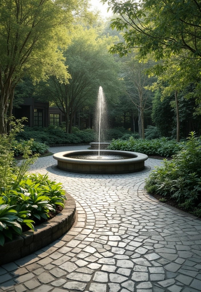 20 Luxury Driveway Designs That Will Make You Feel Like Royalty Every Time You Arrive Home! - 9. Serene Water Features in Driveway Design