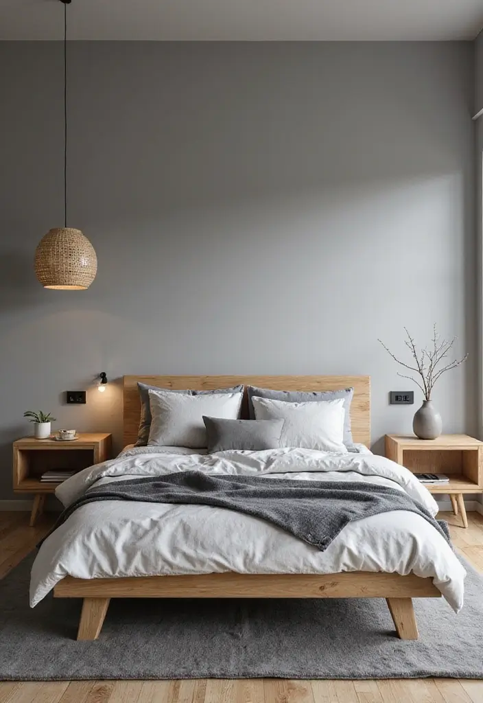 20 Modern Grey Bedroom Ideas That Will Make You Want to Redecorate Right Now! - 10. Grey and Wood