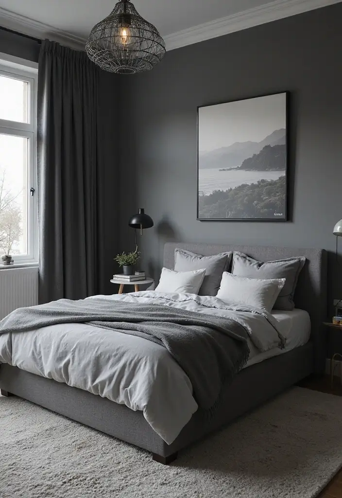 20 Modern Grey Bedroom Ideas That Will Make You Want to Redecorate Right Now! - 12. Monochrome Magic