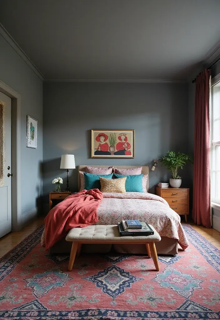 20 Modern Grey Bedroom Ideas That Will Make You Want to Redecorate Right Now! - 13. Eclectic Grey