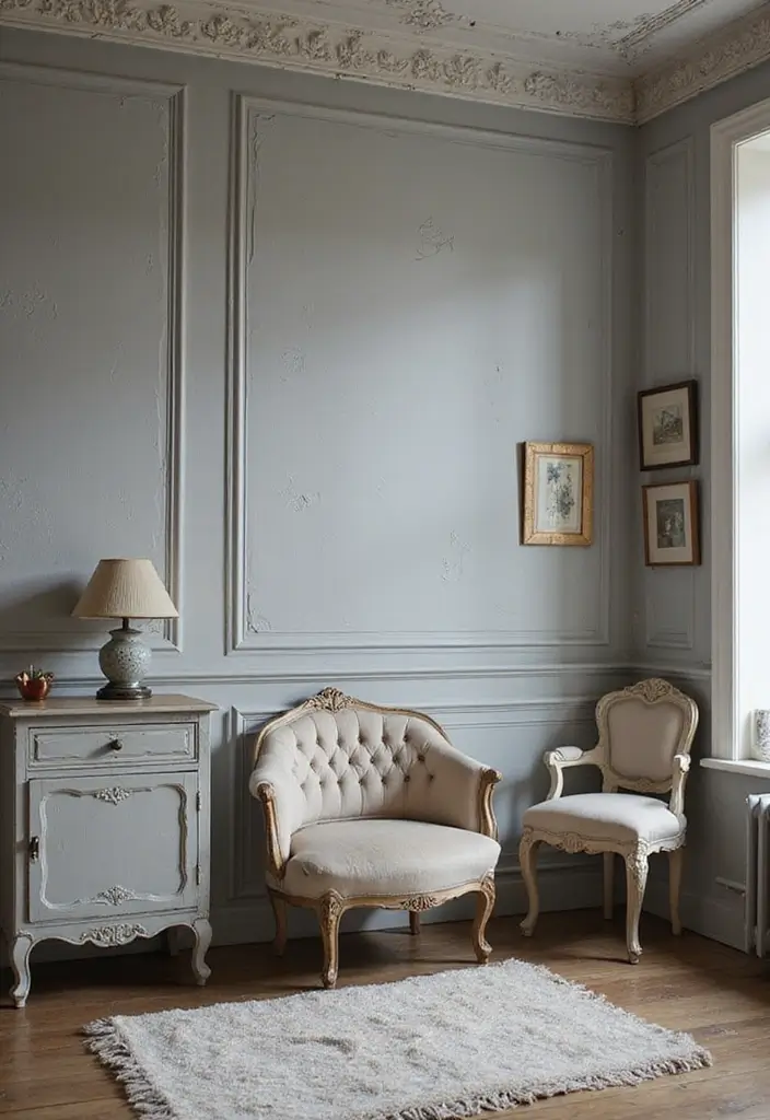 20 Modern Grey Bedroom Ideas That Will Make You Want to Redecorate Right Now! - 15. Vintage Charm
