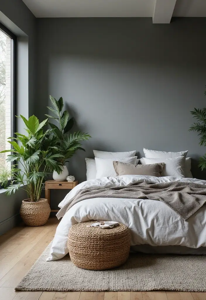 20 Modern Grey Bedroom Ideas That Will Make You Want to Redecorate Right Now! - 16. Nature Inspired