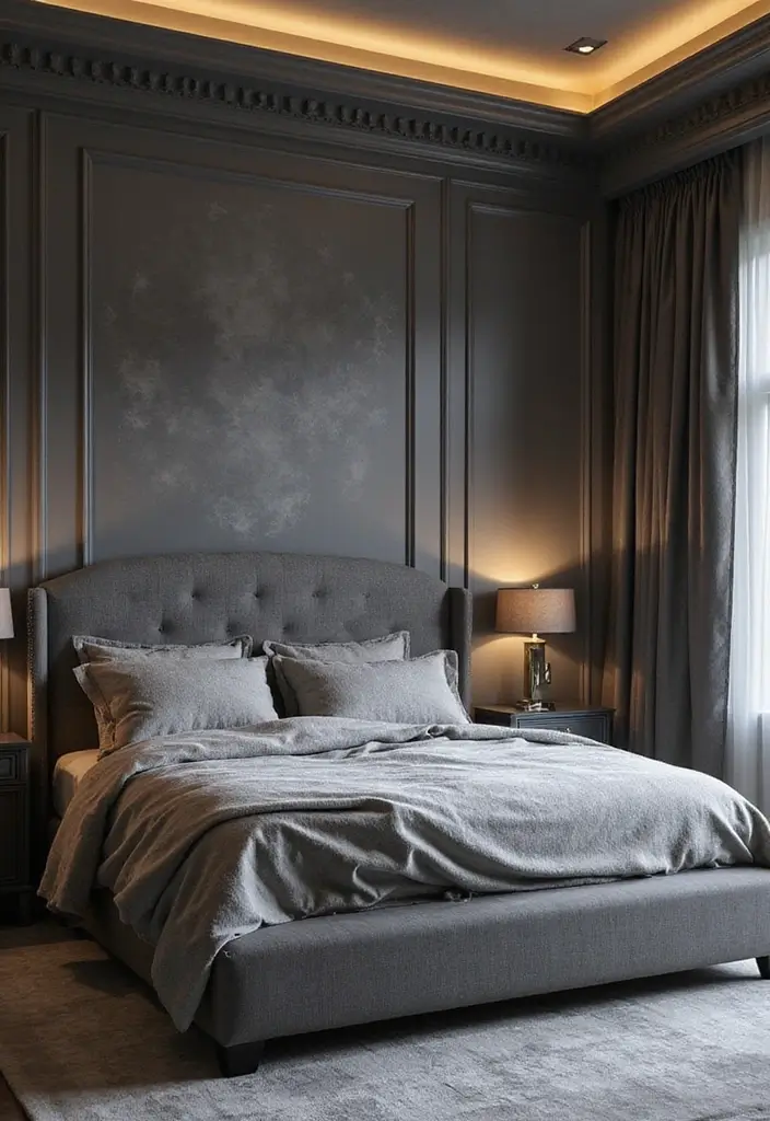20 Modern Grey Bedroom Ideas That Will Make You Want to Redecorate Right Now! - 5. Luxe Grey Accents