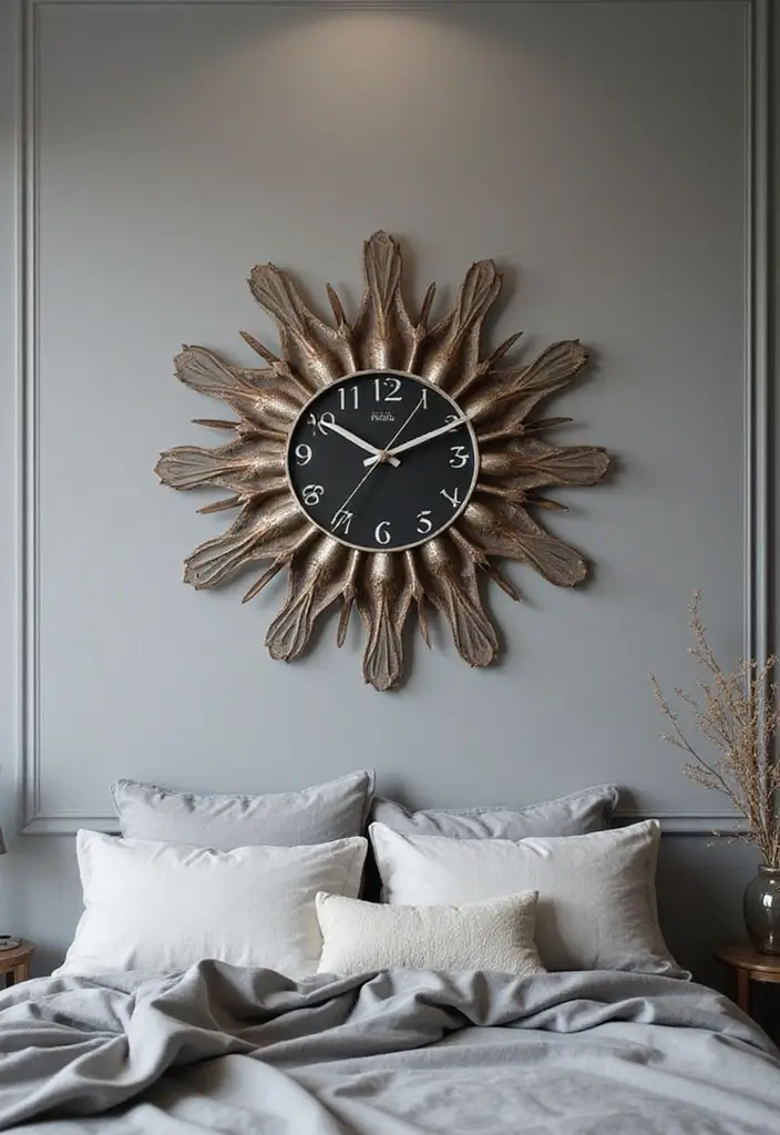 20 Must-Have Grey Bedroom Accessories That Add a Personal Touch to Your Space! - 16. Statement Clocks