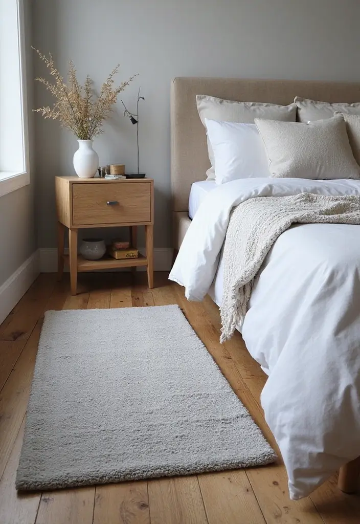 20 Must-Have Grey Bedroom Accessories That Add a Personal Touch to Your Space! - 17. Soft Bedside Rugs