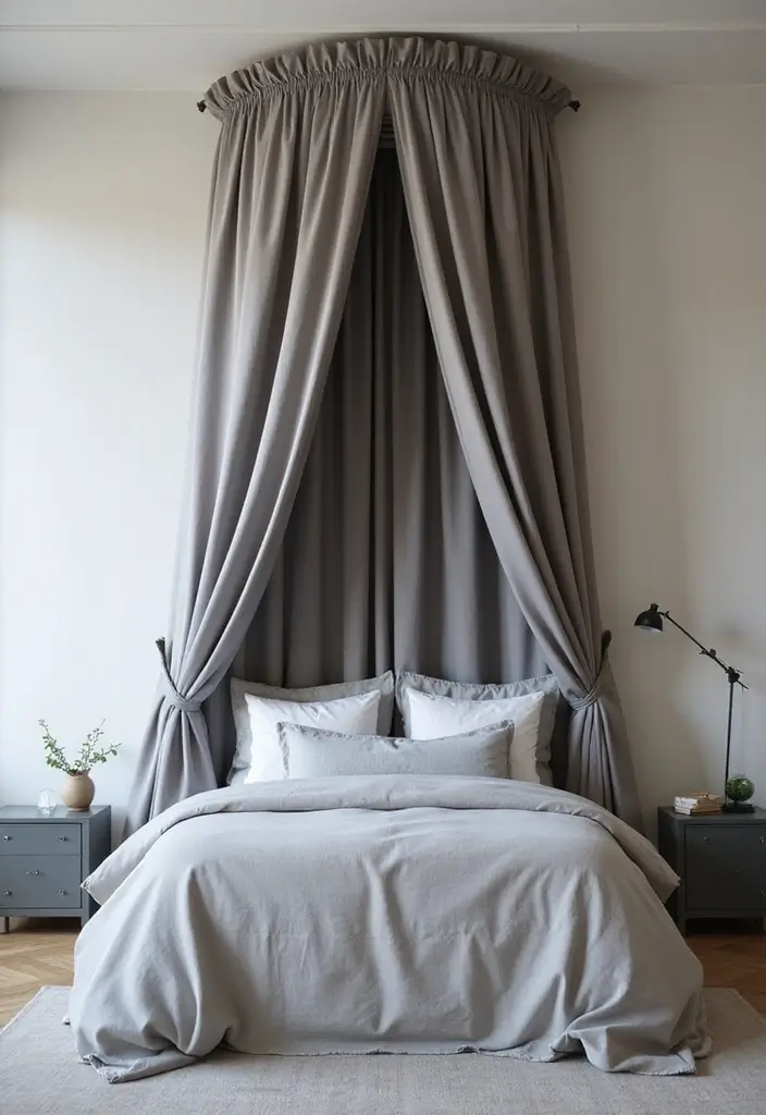 20 Must-Have Grey Bedroom Accessories That Add a Personal Touch to Your Space! - 20. Luxurious Bed Canopy