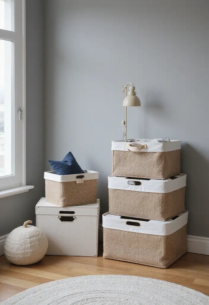 20 Must-Have Grey Bedroom Accessories That Add a Personal Touch to Your Space! - 9. Decorative Storage Bins