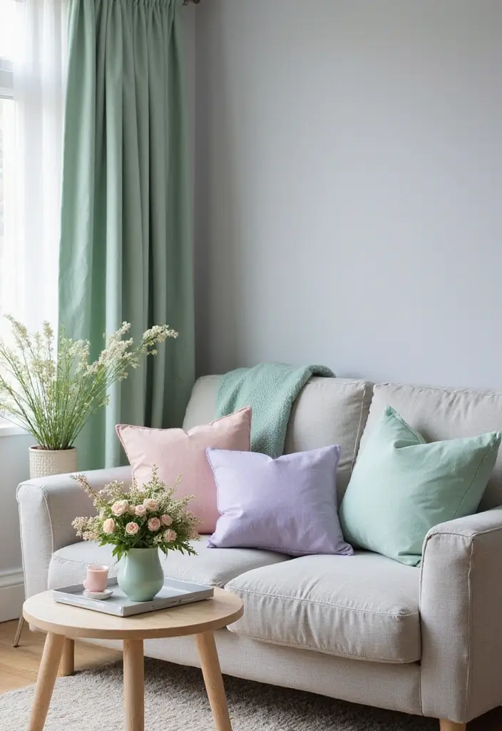 20 Stunning Spring Decor Ideas to Refresh Your Living Room (You'll Love #7!) - 1. Embrace Pastel Colors