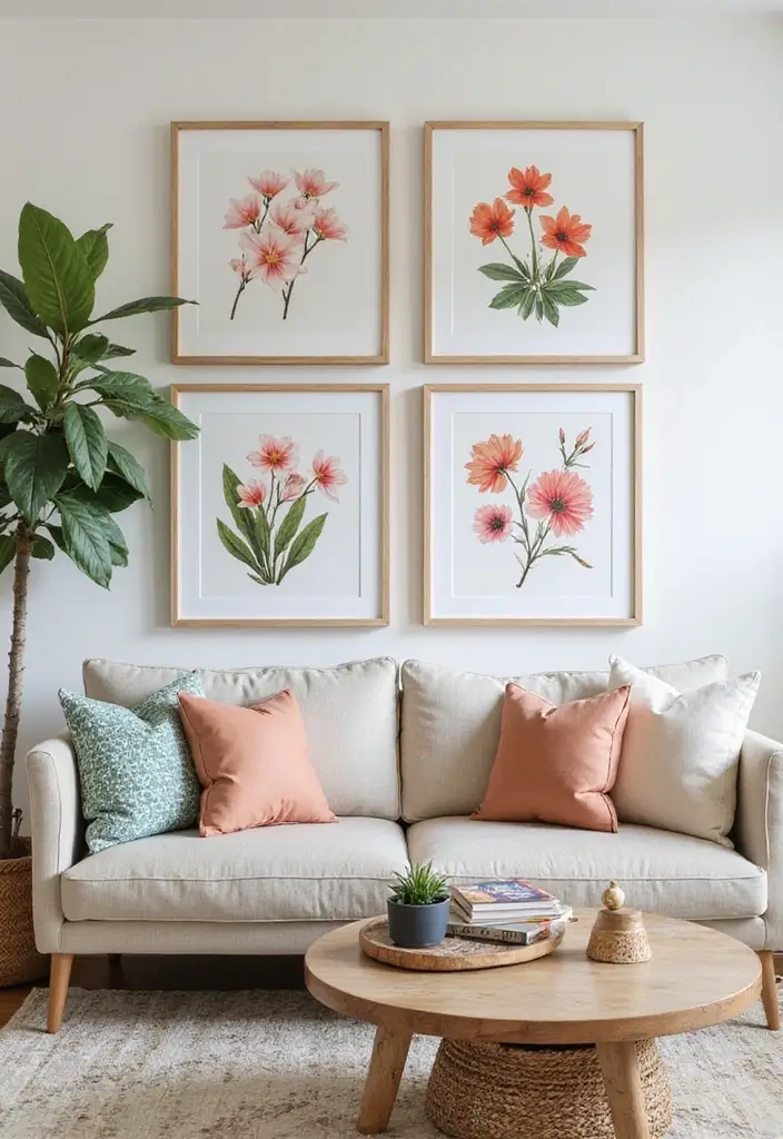 20 Stunning Spring Decor Ideas to Refresh Your Living Room (You'll Love #7!) - 7. Refresh Your Artwork