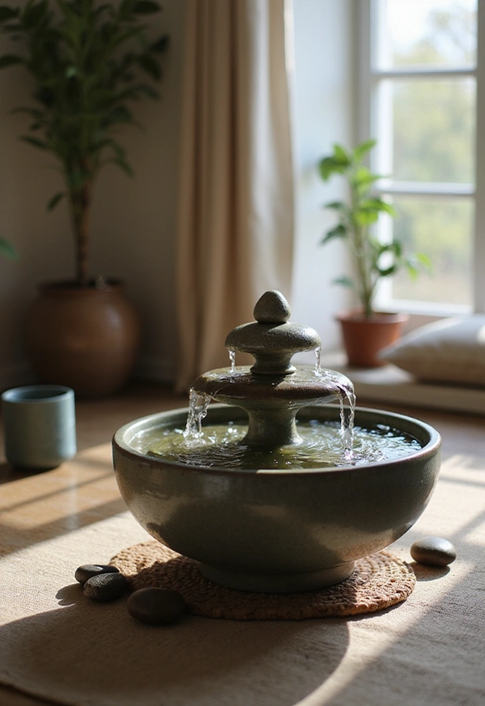 20 Tranquil Meditation Room Ideas That Will Make You Say 'Namaste!' - 13. Incorporating Water Elements