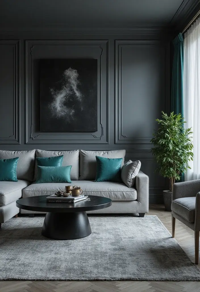 20 Trendy Colors That Make Teal Shine in Your Home Decor (Warning: #11 Is Bold!) - 3. Charcoal Gray: A Chic Contrast