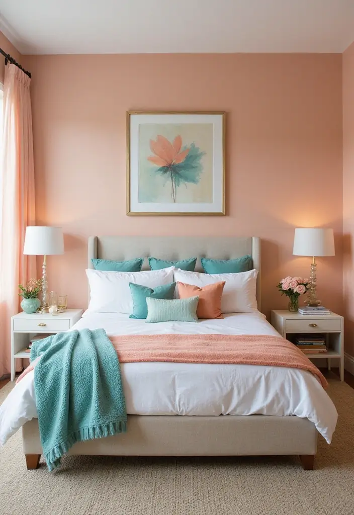 20 Trendy Colors That Make Teal Shine in Your Home Decor (Warning: #11 Is Bold!) - 4. Peach: Soft and Inviting