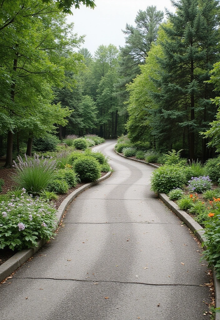 20 Unique Decorative Driveway Designs That Will Leave Your Neighbors Speechless (#5 Is a Must-See!) - 13. Soft Curves and Natural Lines
