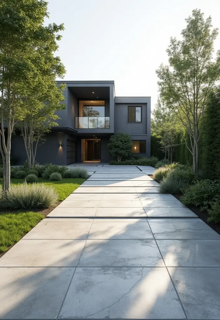 20 Unique Decorative Driveway Designs That Will Leave Your Neighbors Speechless (#5 Is a Must-See!) - 14. Modern Linear Design