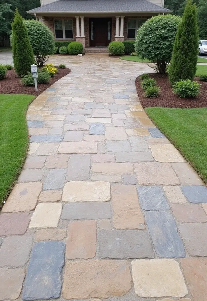 20 Unique Decorative Driveway Designs That Will Leave Your Neighbors Speechless (#5 Is a Must-See!) - 3. Artistic Stamped Concrete