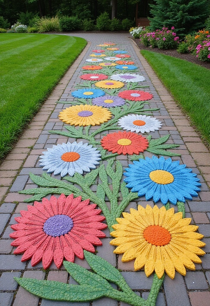 20 Unique Decorative Driveway Designs That Will Leave Your Neighbors Speechless (#5 Is a Must-See!) - 4. Floral Designs