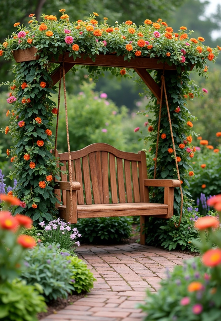 20 Unique Gabion Seating Ideas That Will Elevate Your Patio (Wait Until You See #11!) - 17. Gabion Garden Bench Swings