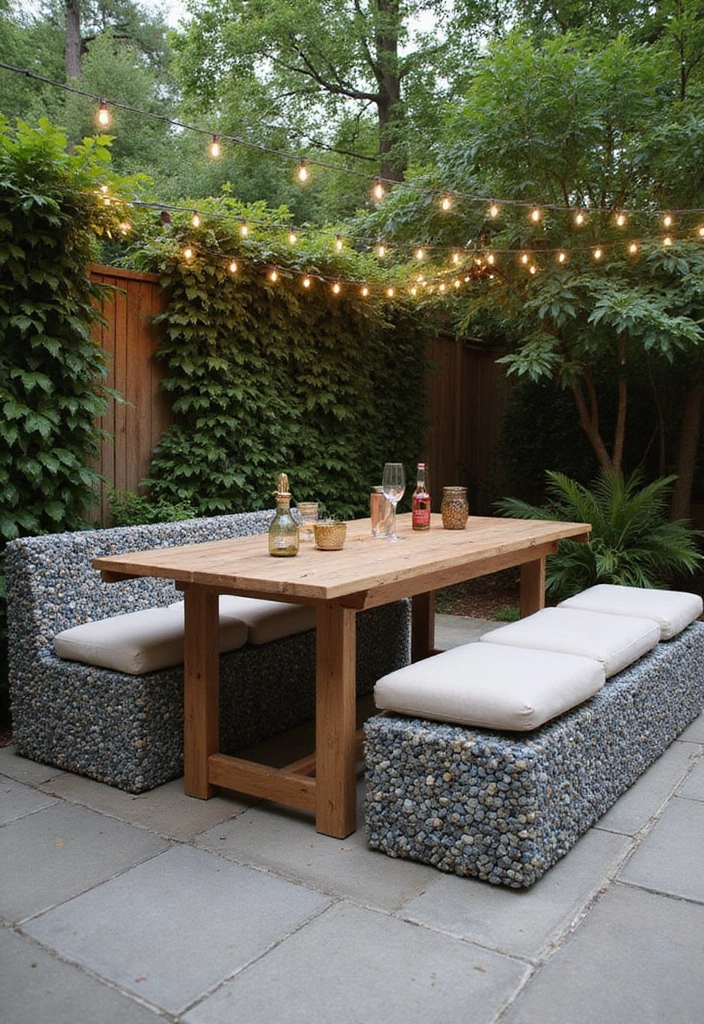 20 Unique Gabion Seating Ideas That Will Elevate Your Patio (Wait Until You See #11!) - 5. Gabion Dining Benches