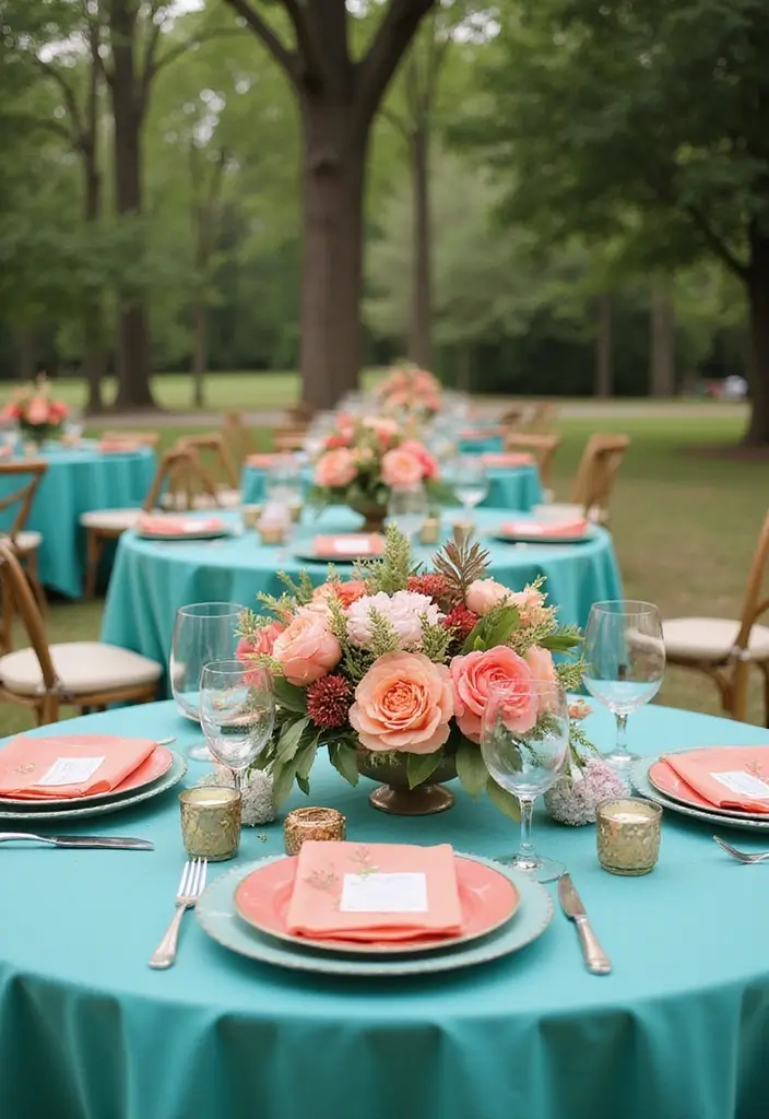 25 Dreamy Wedding Color Ideas That Pair Beautifully with Teal! - 1. Teal and Coral: A Tropical Delight