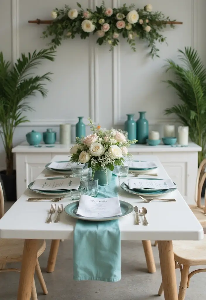 25 Dreamy Wedding Color Ideas That Pair Beautifully with Teal! - 10. Teal and Ivory: Elegant Simplicity