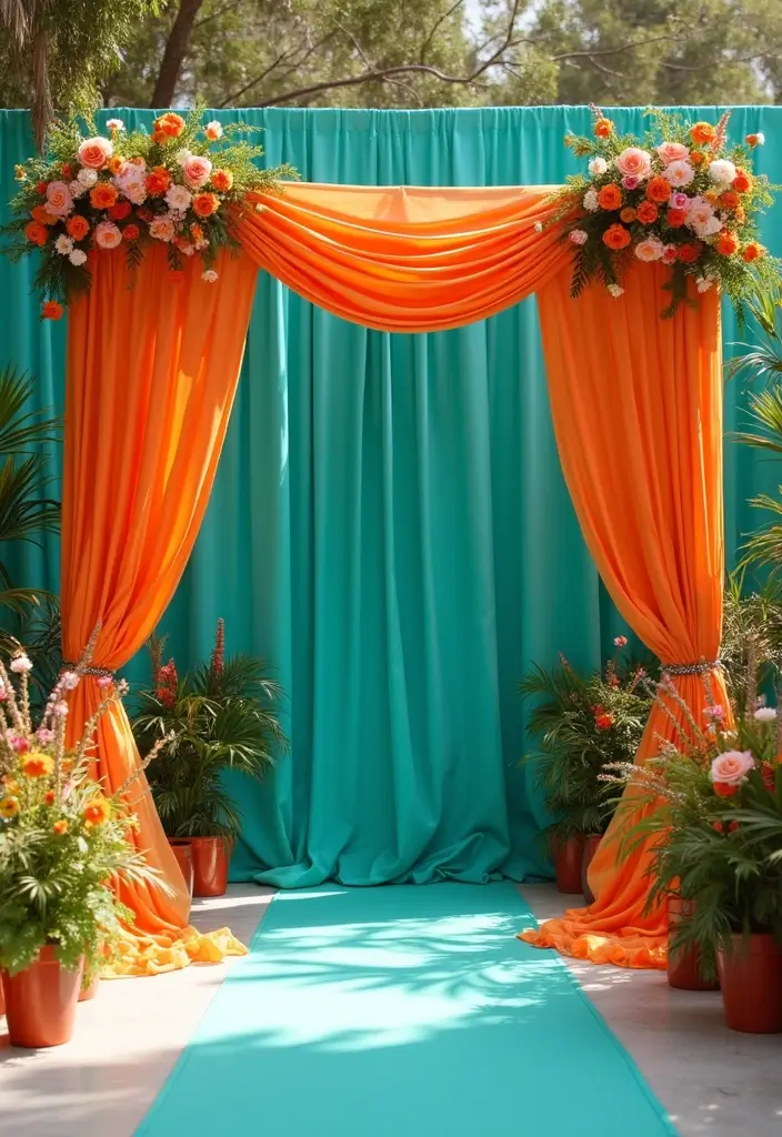 25 Dreamy Wedding Color Ideas That Pair Beautifully with Teal! - 12. Teal and Orange: Fun and Funky
