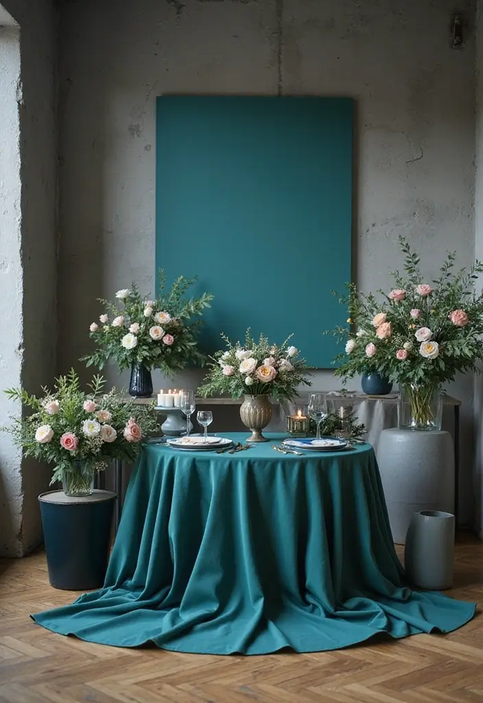 25 Dreamy Wedding Color Ideas That Pair Beautifully with Teal! - 22. Teal and Charcoal Gray: Modern Sophistication