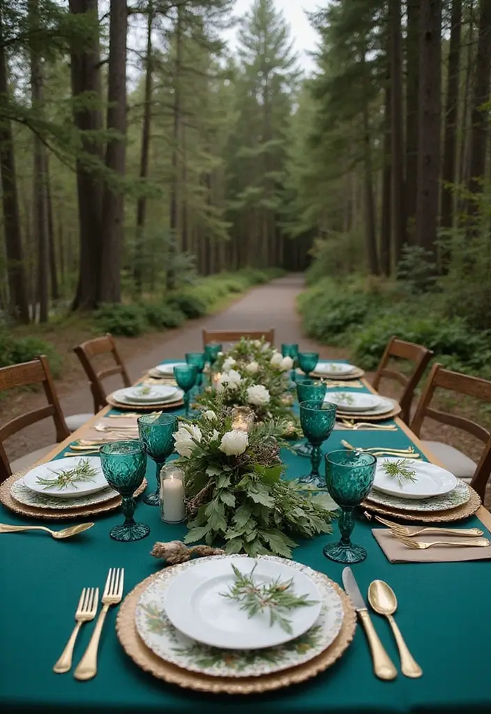25 Dreamy Wedding Color Ideas That Pair Beautifully with Teal! - 24. Teal and Pine Green: Nature-Inspired Depth