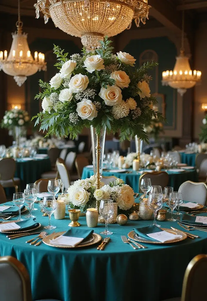 25 Dreamy Wedding Color Ideas That Pair Beautifully with Teal! - 3. Teal and Gold: Glamorous Touch