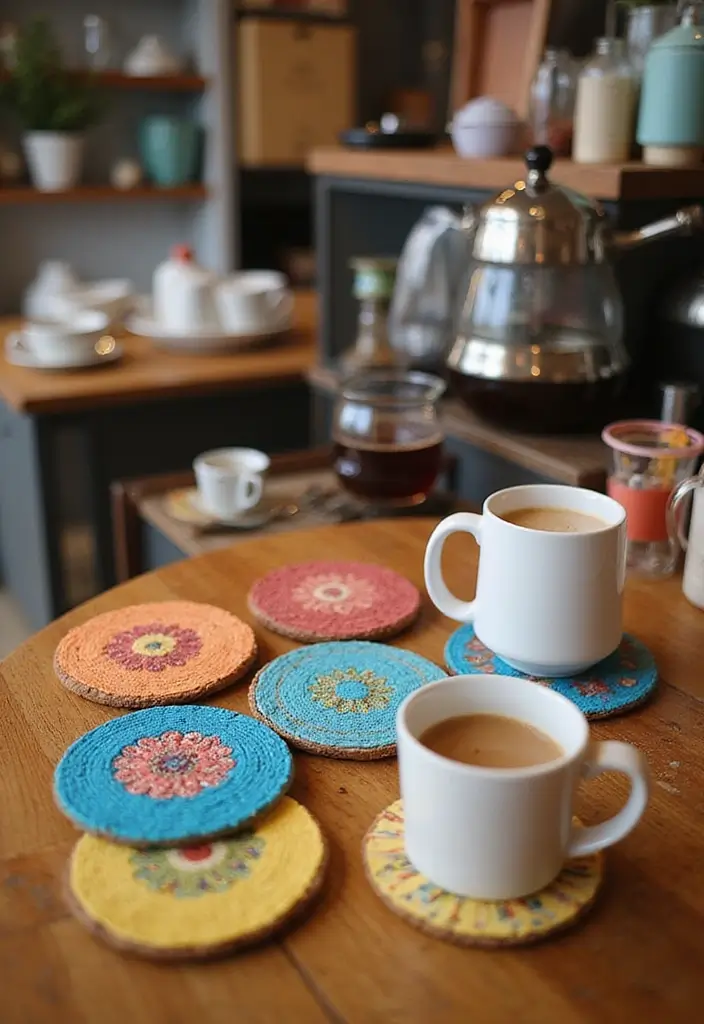 25 Easy DIY Coffee Bar Ideas That'll Impress Your Guests (and Yourself!) - 10. Colorful Coasters