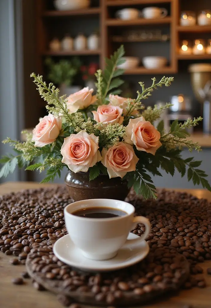 25 Easy DIY Coffee Bar Ideas That'll Impress Your Guests (and Yourself!) - 17. Coffee-Themed Centerpiece