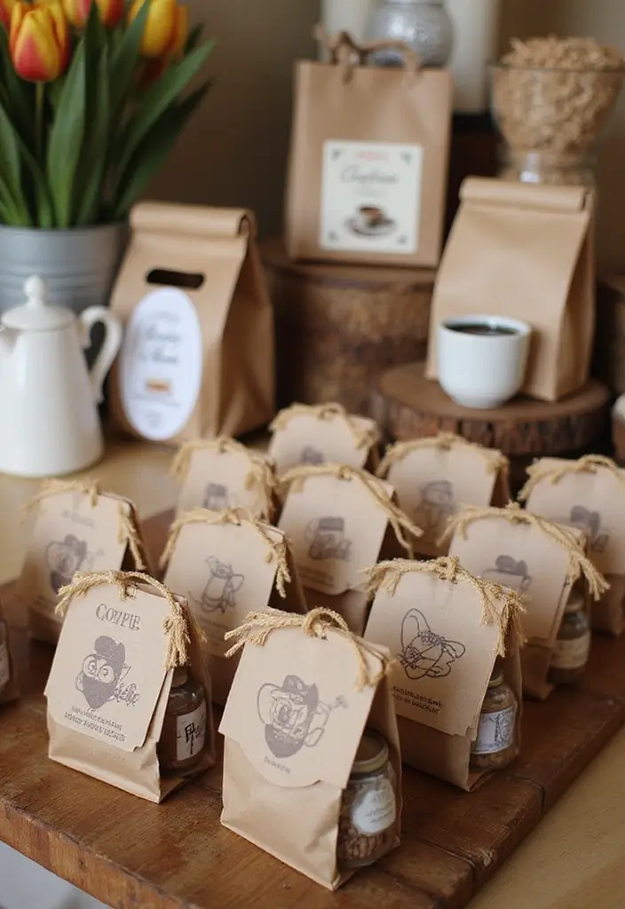 25 Easy DIY Coffee Bar Ideas That'll Impress Your Guests (and Yourself!) - 24. Coffee-Themed Party Favors