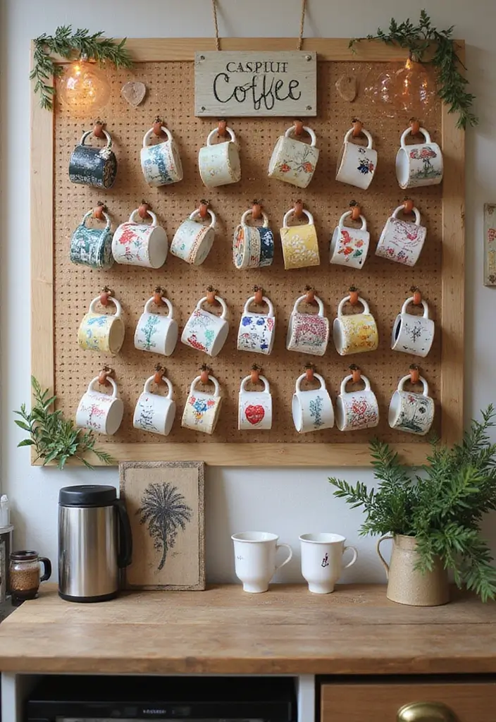 25 Easy DIY Coffee Bar Ideas That'll Impress Your Guests (and Yourself!) - 4. Themed Mugs Display