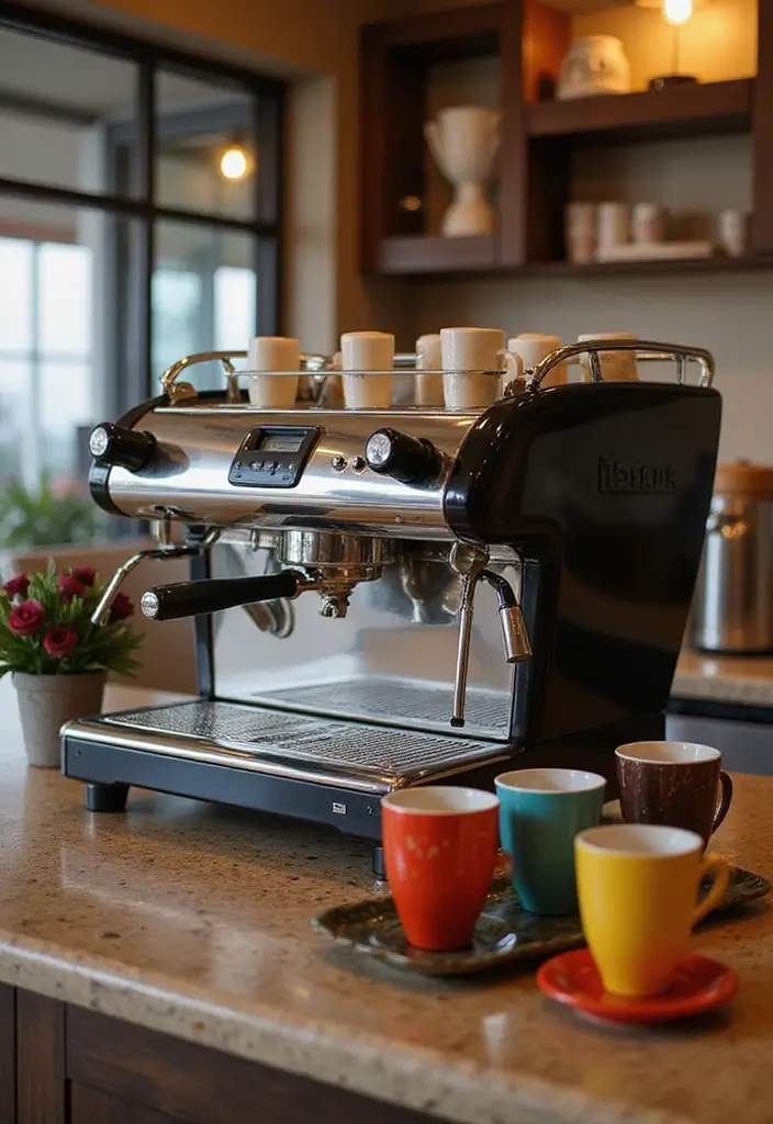 25 Easy DIY Coffee Bar Ideas That'll Impress Your Guests (and Yourself!) - 6. Espresso Machine Showstopper