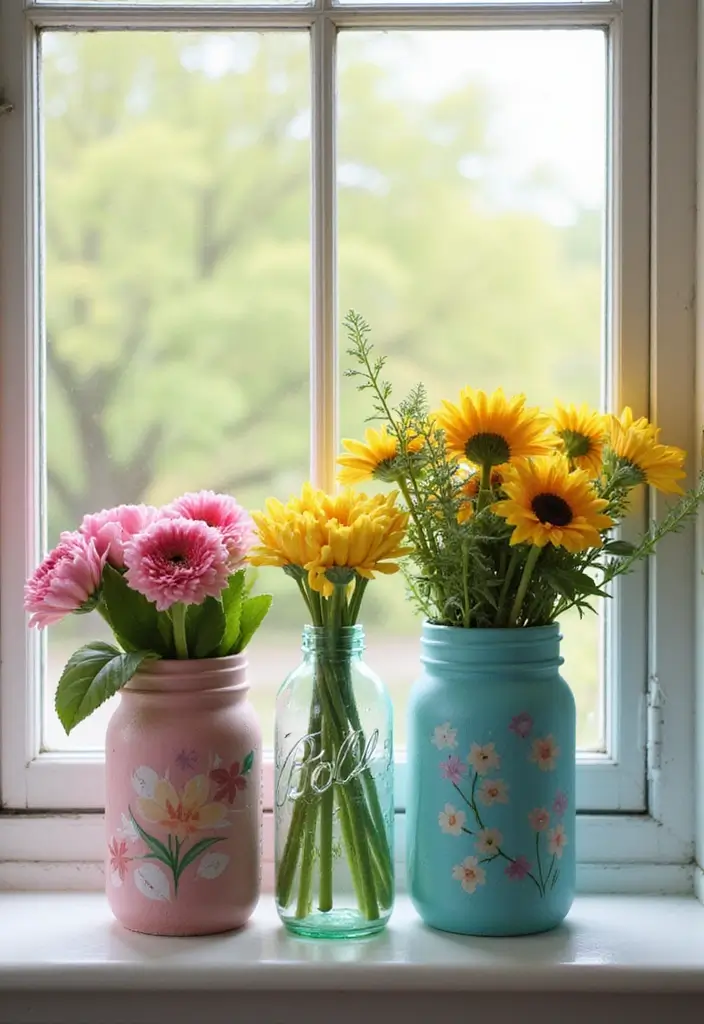 25 Easy DIY Spring Decor Projects That'll Brighten Up Your Home (Even on a Budget!) - 1. Colorful Flower Vases