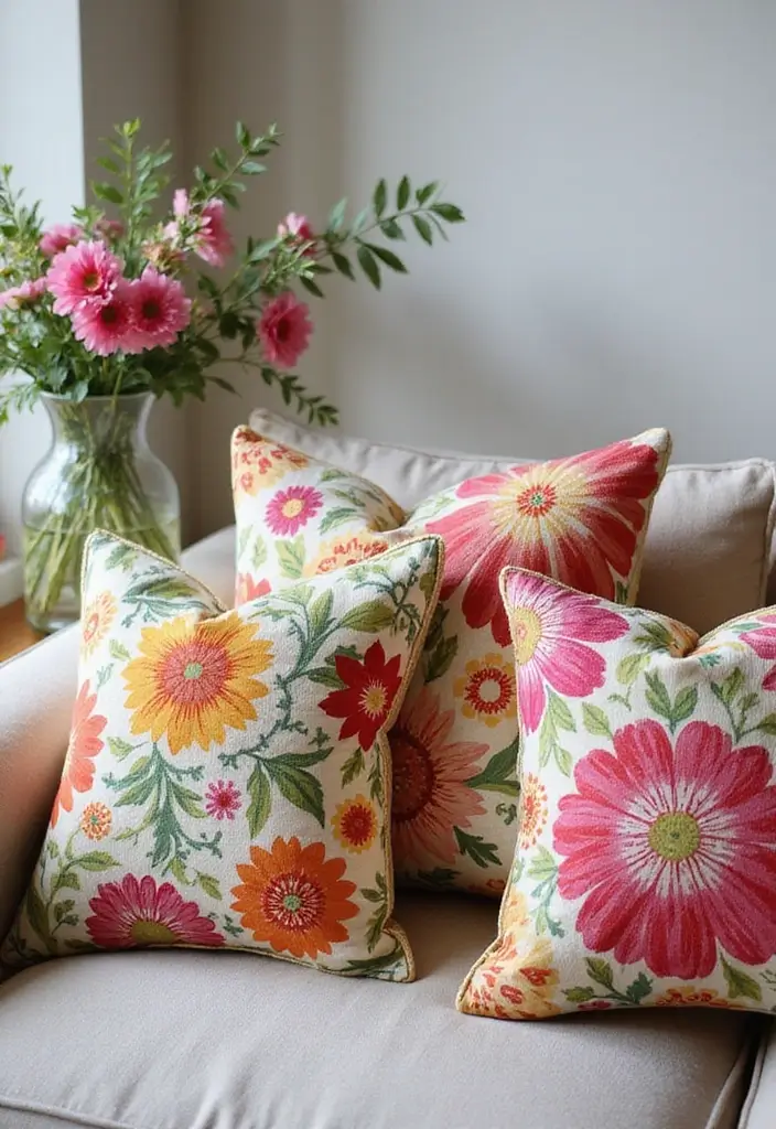25 Easy DIY Spring Decor Projects That'll Brighten Up Your Home (Even on a Budget!) - 10. Bright Pillow Covers