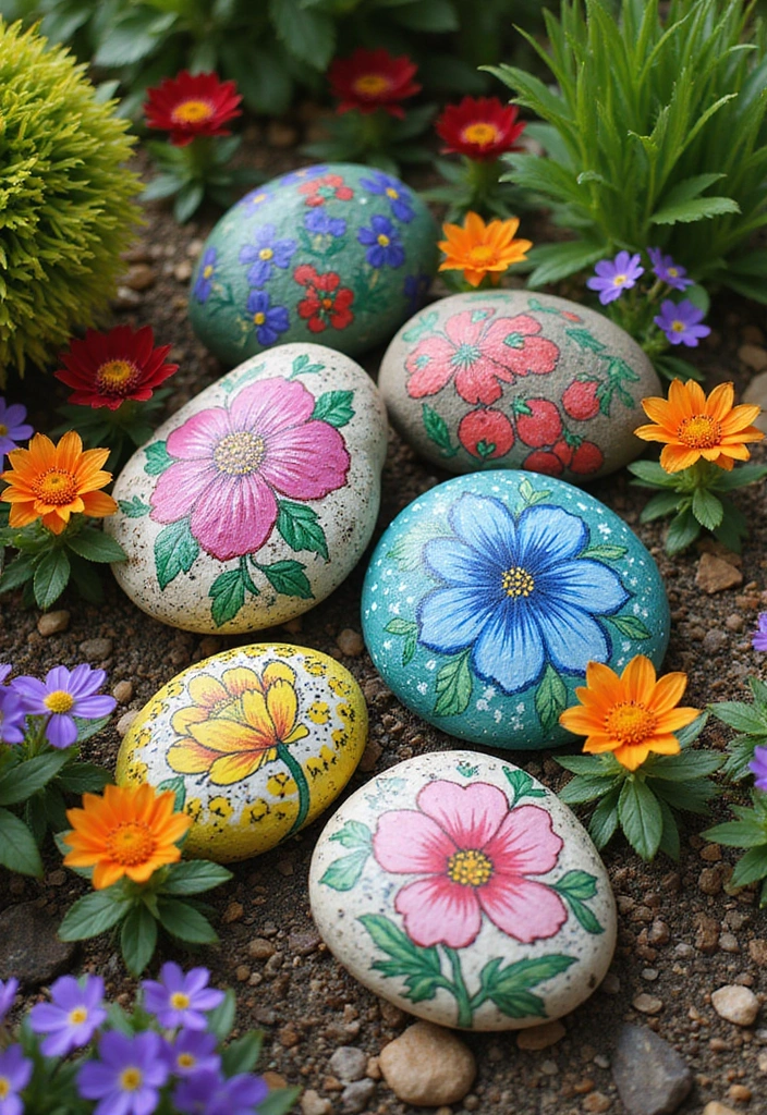 25 Easy DIY Spring Decor Projects That'll Brighten Up Your Home (Even on a Budget!) - 14. Painted Rocks for Garden
