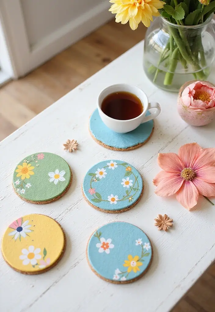 25 Easy DIY Spring Decor Projects That'll Brighten Up Your Home (Even on a Budget!) - 19. DIY Spring-Themed Coasters