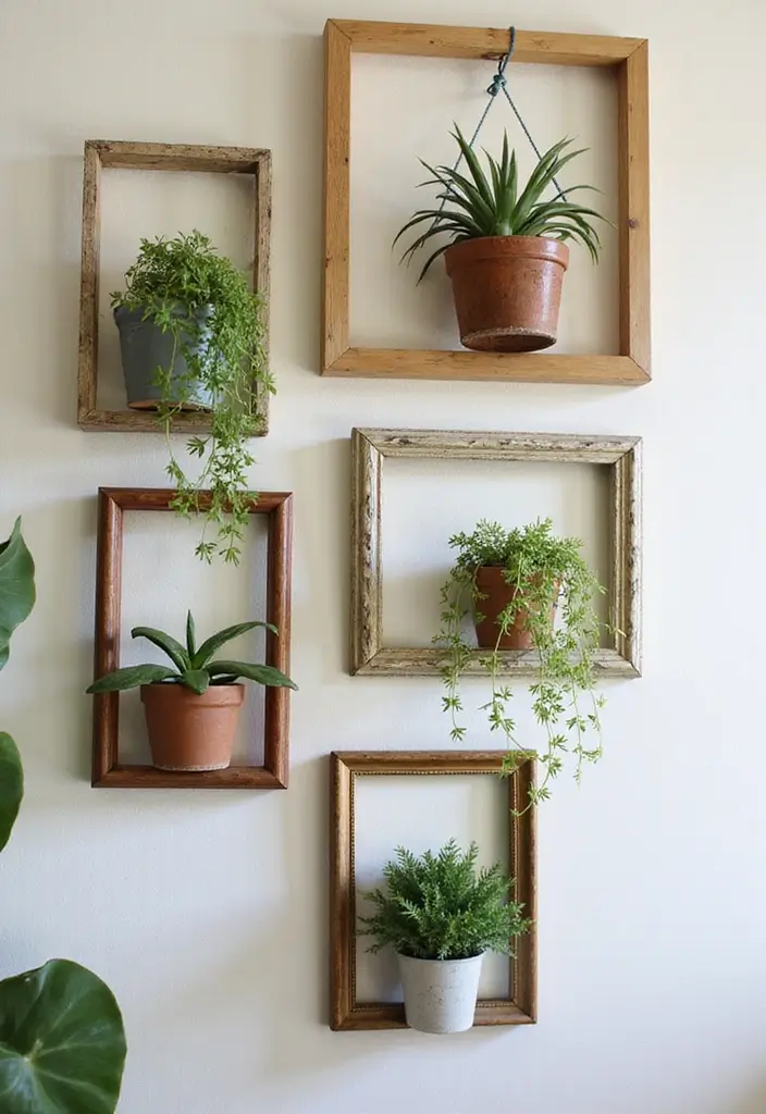 25 Easy DIY Spring Decor Projects That'll Brighten Up Your Home (Even on a Budget!) - 21. Upcycled Picture Frame Plant Holders