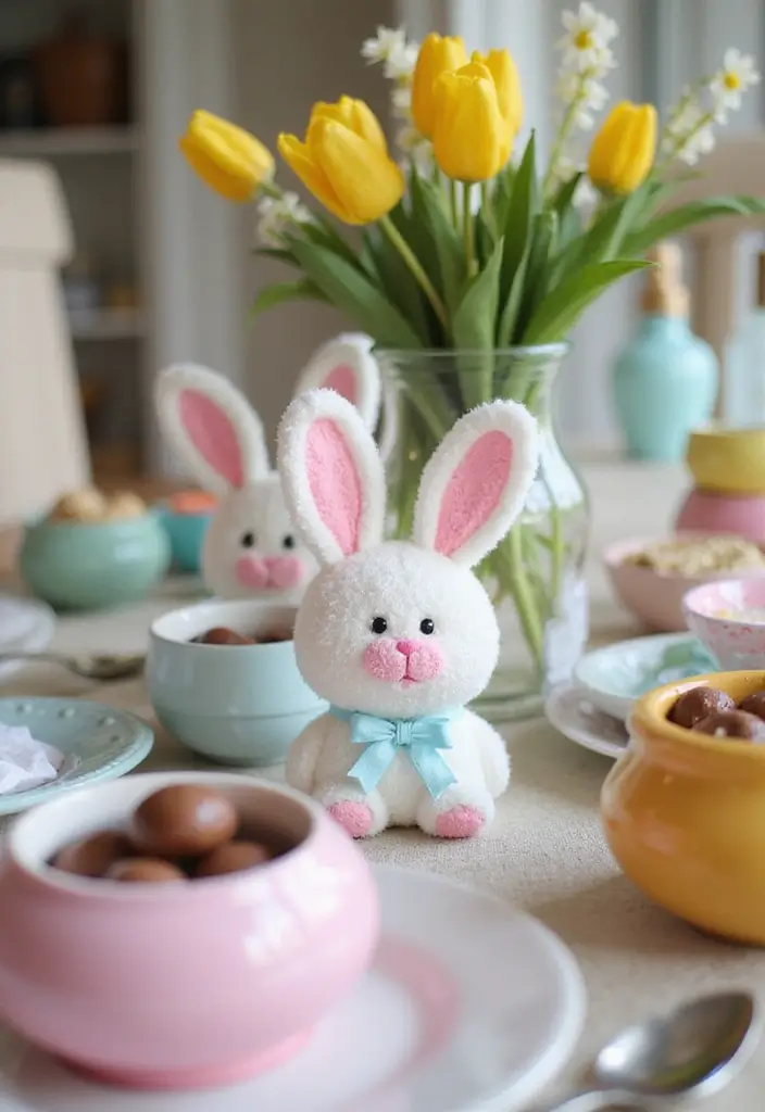 25 Easy DIY Spring Decor Projects That'll Brighten Up Your Home (Even on a Budget!) - 8. Bunny Table Decor