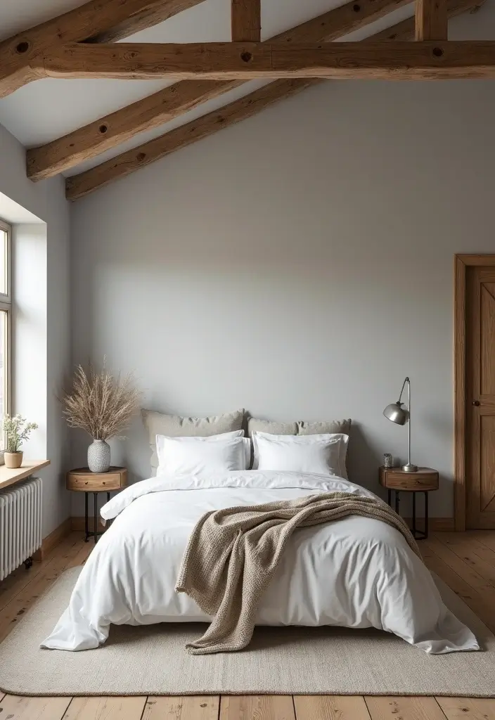 25 Gorgeous Grey Bedroom Color Schemes That’ll Inspire Your Next Redecorating Project! - 17. Grey and Rustic Wood
